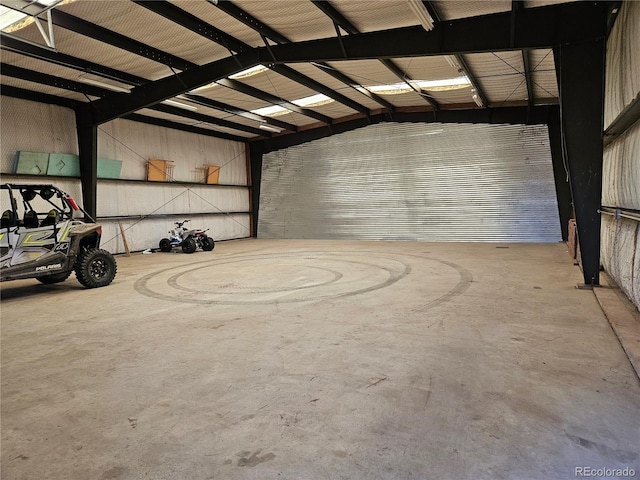 garage with metal wall