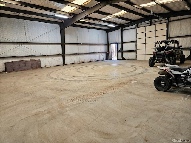 garage with metal wall