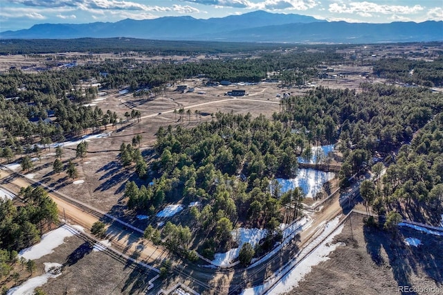 aerial view with a mountain view