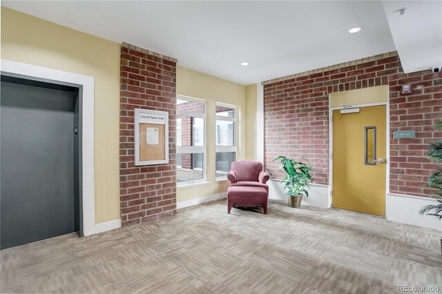 unfurnished room with carpet floors, recessed lighting, and baseboards