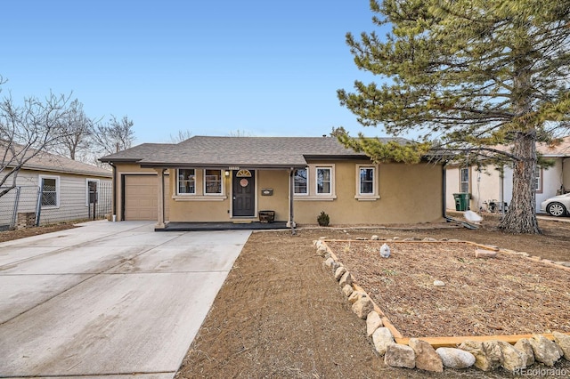 single story home featuring a garage