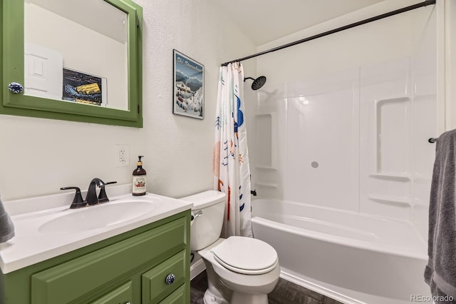 full bathroom with vanity, toilet, and shower / bath combo