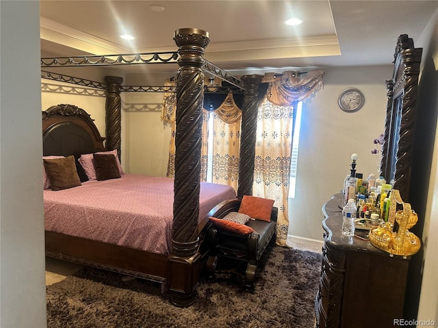 bedroom featuring a raised ceiling