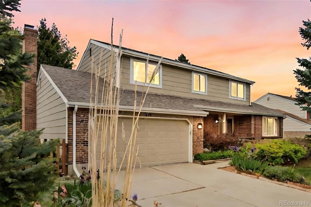 view of front of house with a garage