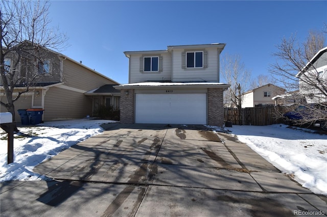 view of front property with a garage