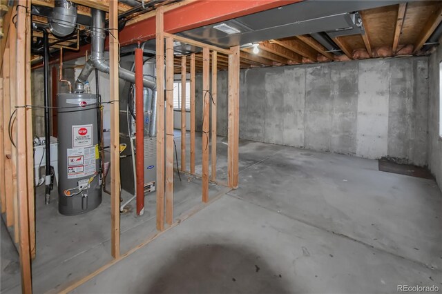 basement featuring water heater