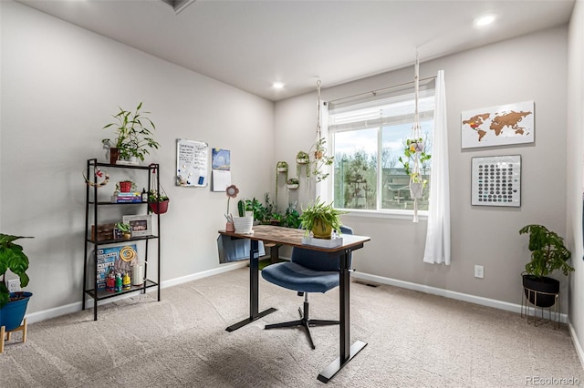 5187 S Fairplay St, Aurora, CO 80015 - carpeted office featuring baseboards, recessed lighting, and visible vents