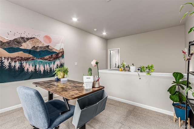 5187 S Fairplay St, Aurora, CO 80015 - dining area featuring carpet flooring, recessed lighting, and baseboards