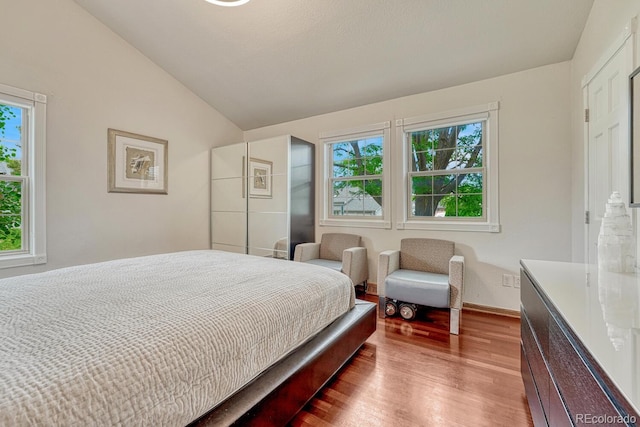 5173 S Emporia Way, Greenwood Village, CO 80111 - bedroom featuring wood finished floors and lofted ceiling