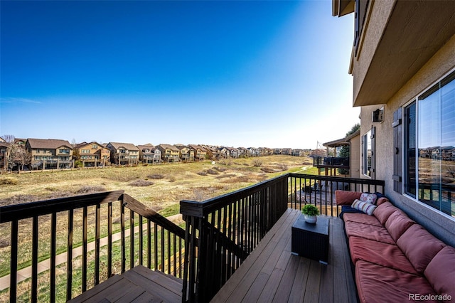 4968 Montvale Dr, Highlands Ranch, CO 80130 - wooden terrace with a residential view and an outdoor hangout area
