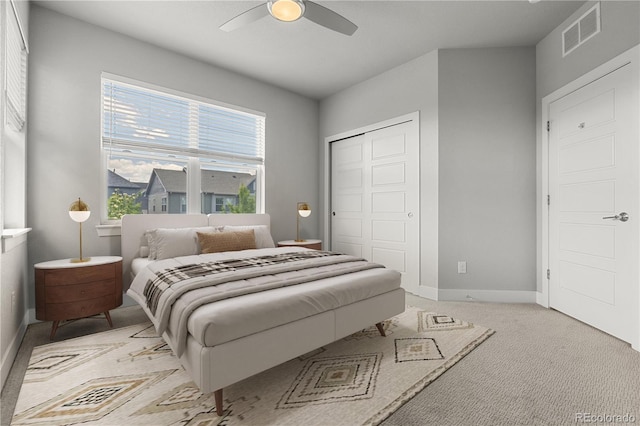 5988 N Boston St, Denver, CO 80238 - carpeted bedroom featuring a closet and a ceiling fan