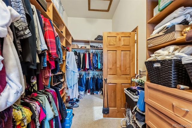 walk in closet with attic access