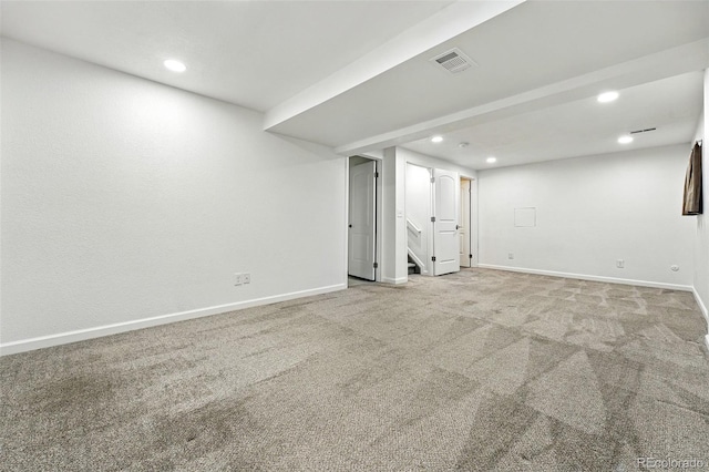 5193 S Flanders Ln, Centennial, CO 80015 - finished basement featuring recessed lighting, carpet flooring, and stairs