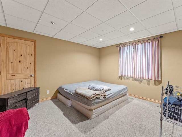 47855 E 88th Ave, Bennett, CO 80102 - bedroom featuring carpet floors, baseboards, recessed lighting, and a drop ceiling