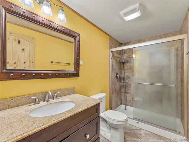 47855 E 88th Ave, Bennett, CO 80102 - full bathroom with a shower stall, toilet, vanity, and tile patterned floors