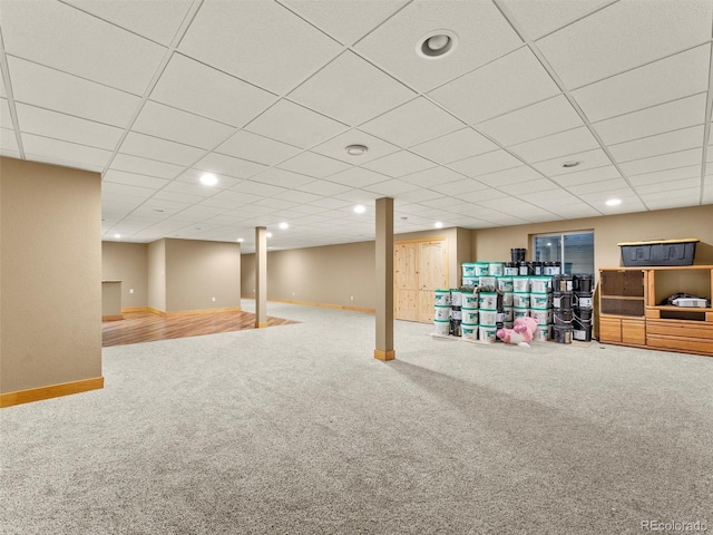 47855 E 88th Ave, Bennett, CO 80102 - finished basement featuring carpet, baseboards, recessed lighting, and a paneled ceiling