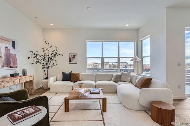 living room with hardwood / wood-style floors