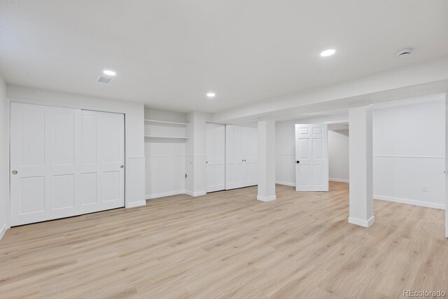41 Eagle Dr, Littleton, CO 80123 - finished basement with baseboards, recessed lighting, and light wood-style flooring