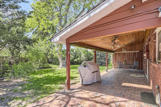 view of patio with a ceiling fan