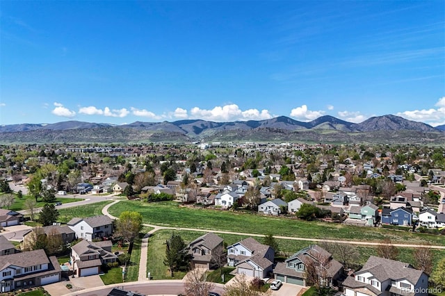 aerial view of residential area with mountains