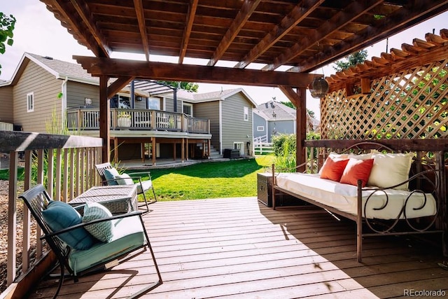 deck featuring an outdoor living space