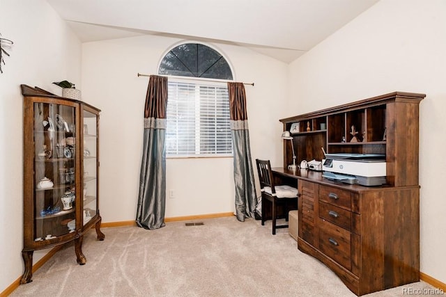 office with light colored carpet