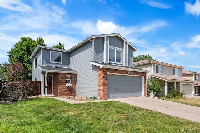 21535 E 39th Ave, Denver, CO 80249 - traditional-style house featuring brick siding, driveway, and an attached garage