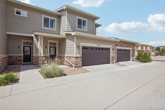 view of front of property with a garage