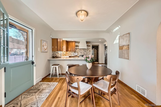 dining area featuring light hardwood / wood-style flooring