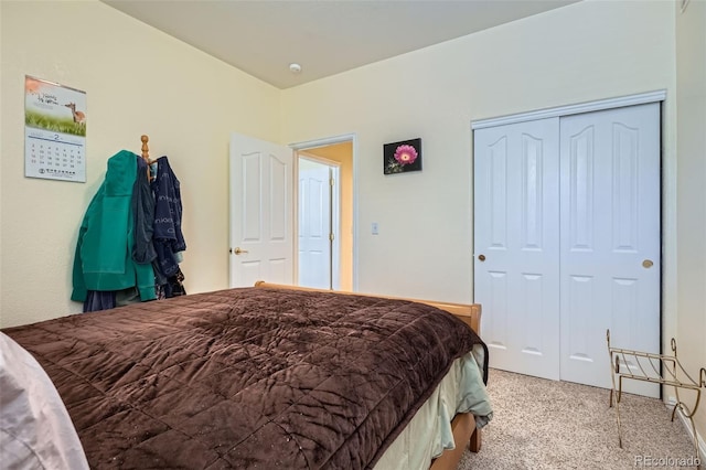 bedroom with carpet floors and a closet