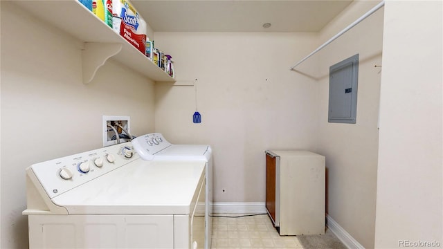 2500 E Cherry Creek S Drive 213, Denver, CO 80209 - laundry room with electric panel, washing machine and clothes dryer, and baseboards