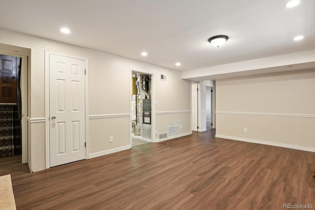 interior space featuring recessed lighting, visible vents, and wood finished floors