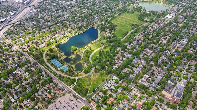 1366 S Vine St, Denver, CO 80210 - aerial overview of property's location with a nearby body of water