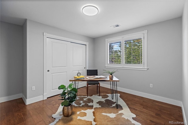 1366 S Vine St, Denver, CO 80210 - home office featuring baseboards and hardwood / wood-style flooring