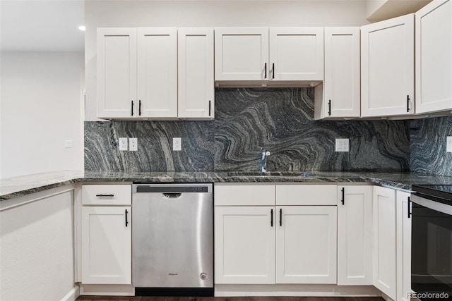 875 E 78th Ave Unit 52, Denver, CO 80229 - kitchen with dishwasher, a sink, stove, and white cabinetry