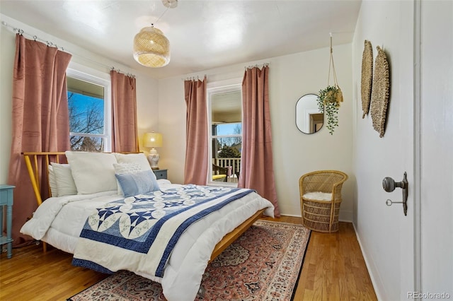 bedroom featuring light hardwood / wood-style flooring