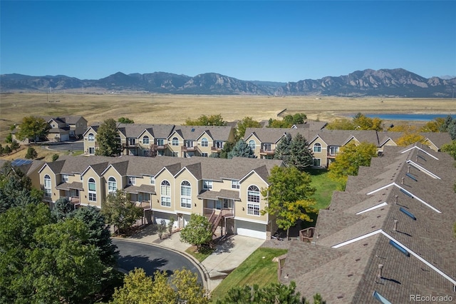 drone / aerial view with a mountain view