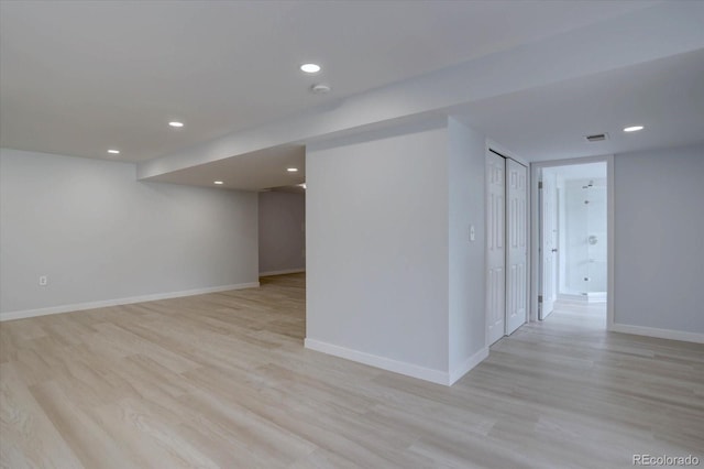 2253 E 100th Pl, Thornton, CO 80229 - unfurnished room with light wood-type flooring, baseboards, recessed lighting, and a smoke detector