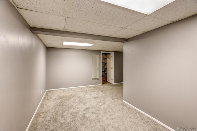 2829 S Xanadu Way, Aurora, CO 80014 - finished below grade area with a paneled ceiling and carpet flooring