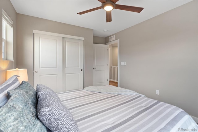 239 W Jamison Ct, Littleton, CO 80120 - bedroom featuring a closet and a ceiling fan