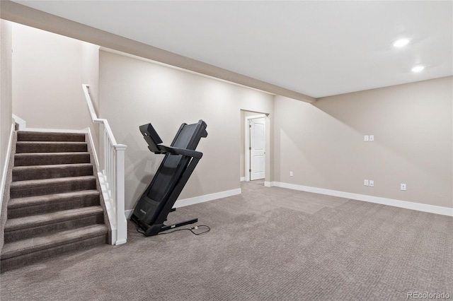 239 W Jamison Ct, Littleton, CO 80120 - exercise room featuring carpet floors, baseboards, and recessed lighting
