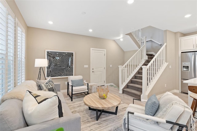 239 W Jamison Ct, Littleton, CO 80120 - living room with stairway, recessed lighting, and baseboards