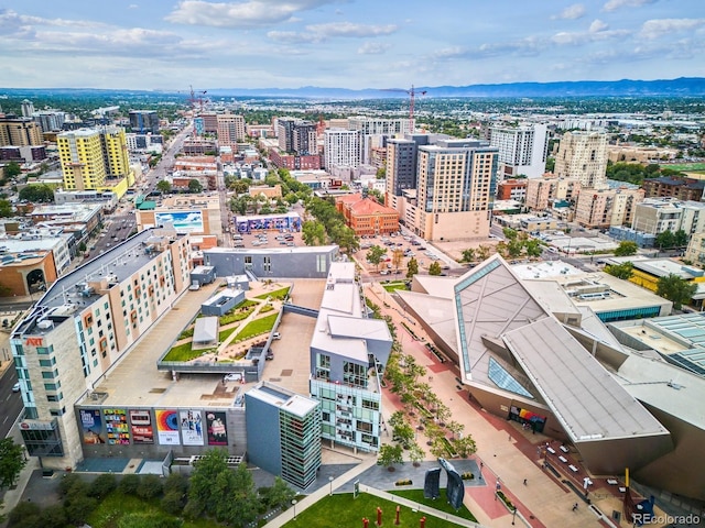 birds eye view of property featuring a mountain view