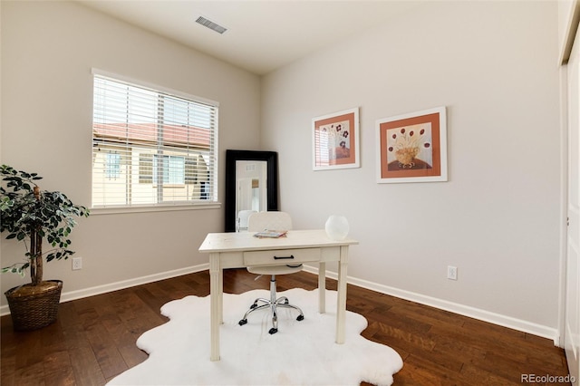 office area featuring dark hardwood / wood-style flooring