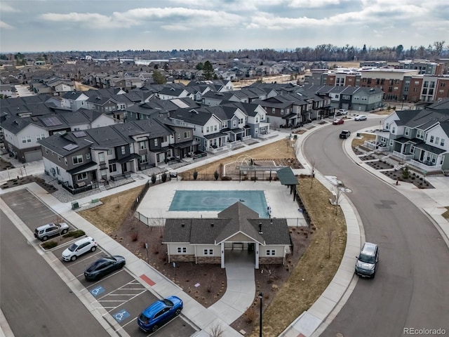 drone / aerial view with a residential view