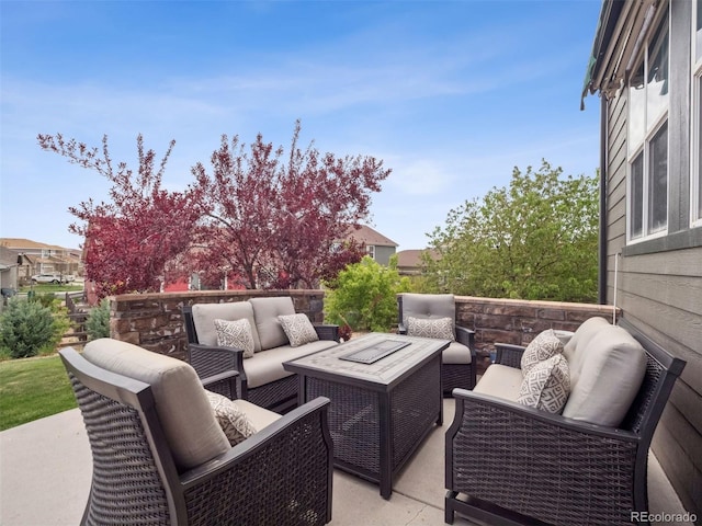view of patio with an outdoor living space