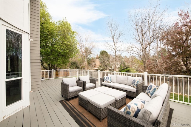 deck featuring an outdoor living space