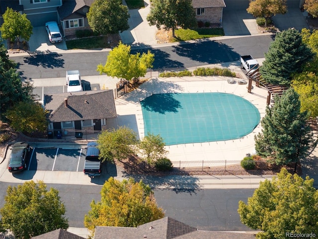 aerial view of a pool