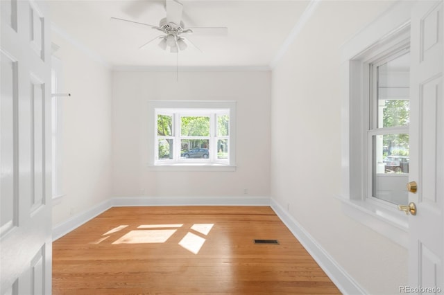539 Baker St, Longmont, CO 80501 - spare room with plenty of natural light, light wood finished floors, baseboards, and ornamental molding