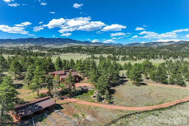 bird's eye view with a mountain view